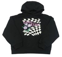 Černá mikina s potiskem a kapucí Primark