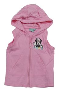 Růžová tepláková propínací vesta s Minnie a kapucí Disney