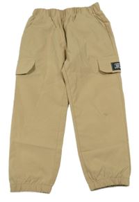 Béžové lehké cuff kalhoty s kapsami Shein