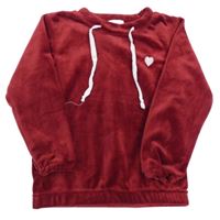 Rubínová plyšová mikina se srdíčkem 