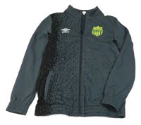 Tmavošedo-černá vzorovaná sportovní propínací mikina s nášivkou Umbro