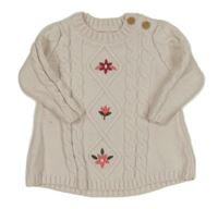 Smetanový svetr s kytičkami Nutmeg