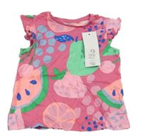 Nové - Růžovo-barevné tričko s ovocem F&F