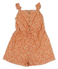 Lososový květovaný kraťasový overal Matalan