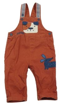 Skořicové plátěné laclové kalhoty se psy Next