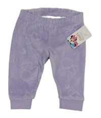Nové - lila vzorované sametové tepláky s Minnie Disney