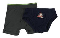 2set - Tmavošedé boxerky + tmavomodré slipy s PAW PATROL 