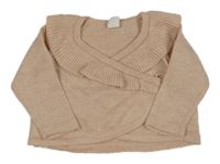 Světlerůžový vlněný zavinovací svetr s volánkem H&M