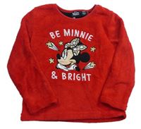 Červená chlupatá pyžamová mikina s Minnie Disney