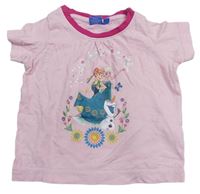 Světlerůžové tričko s Annou a Elsou Disney 