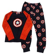 Tmavomodro-červené plyšové pyžamo se znaky Kapitán Amerika Marvel 