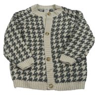 Šedo-béžový vzorovaný propínací svetr H&M