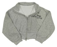 Béžová melírovaná propínací crop mikina s nápisem 