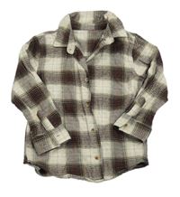 Béžovo-hnědo-červená kostkovaná košile Matalan