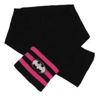 Černo-růžová pletená šála s Batmanem George