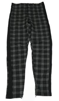 Černo-šedé kostkované tregíny Zara 