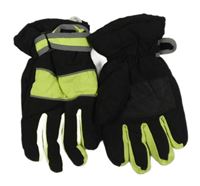 Černo-neonově žluté šusťákové prstové zimní rukavice George 