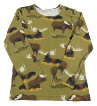 Olivové triko s losy 