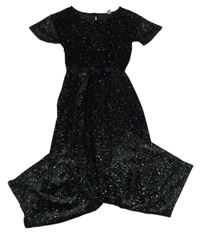 Černý sametový culottes overal s barevnými třpytkami Tu