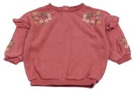 Růžová mikina s kytičkami a volánky George 