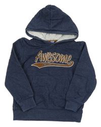 Tmavomodrá mikina s nápisem a kapucí DopoDopo 