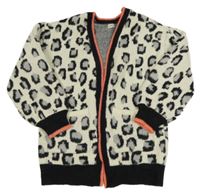 Smetanovo-černo-šedý vzorovaný svetrový cardigan F&F