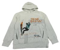 Šedá mikina se snowboardistou a kapucí C&A