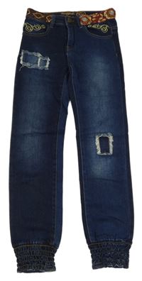 Tmavomodré cuff rifle s prošoupáním  a výšivkou Desigual