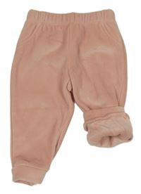 Světlezelené plyšové zateplené kalhoty 