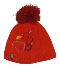 Červená pletená podšitá čepice s logem Jack Wolfskin
