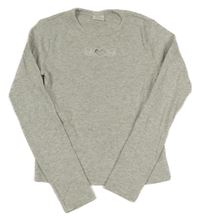 Šedé žebrované crop triko se srdíčkem Zara