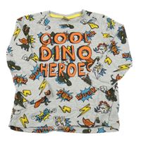 Šedé melírované triko s dinosaury a nápisem Kiki&Koko