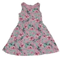 Světlerůžové bavlněné šaty s květy Kiki&Koko