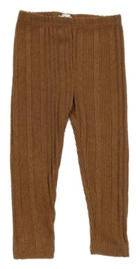 Hnědé žebrované pletené legíny Shein