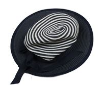 Tmavomodro-bílý pruhovaný slaměný klobouk