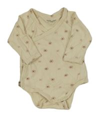 Béžové zavinovací body s kytičkami Vertbaudet