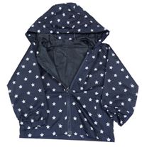 Tmavomodrá šusťáková jarní bunda s hvězdičkami a kapucí Jomake