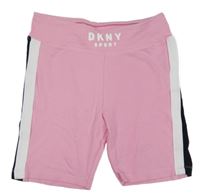 Světlerůžové sportovní legínové kraťasy s proužky DKNY