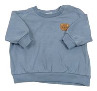 Modrošedá oversize mikina s medvídkem Next