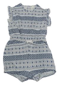 Bílo-modrý vzorovaný kraťasový overal H&M
