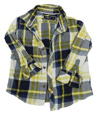 Tmavomodro-žluto-bílá kostkovaná košile Style Union