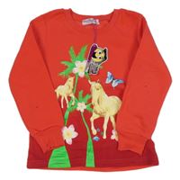 Nové - Červená mikina s koníky Good children