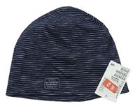 Tmavomodro-bílá pruhovaná melírovaná čepice s nášivkou H&M