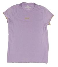 Levandulové žebrované tričko s nápisem M&S