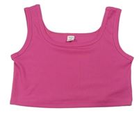 Tmavorůžový žebrovaný crop top SHEIN