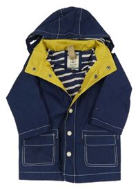 Tmavomodrá plátěná podzimní bunda s odepínací kapucí zn. seasalt