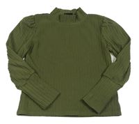 Khaki žebrovaný svetrový rolák Page one young