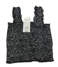 Nové - černo-bílý vzorovaný žabičkový crop top Peacocks