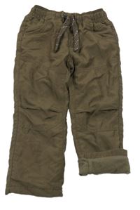 Tmavokhaki šusťákové podšité kalhoty C&A