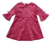 Malinové semišové šaty s mašlemi PRIMIGI